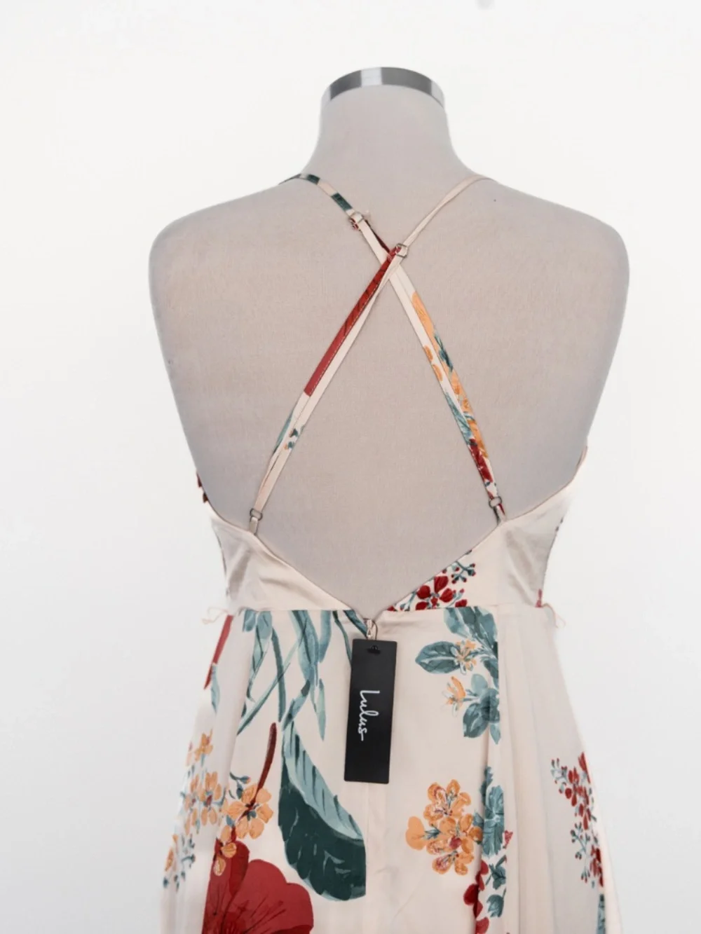 Lulus - Still‎ The One Floral Faux Wrap Gown In Cream Floral Print